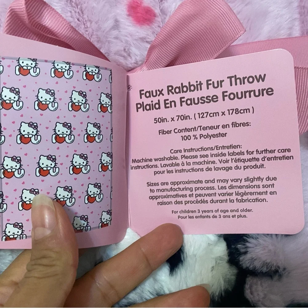 Hello Kitty Faux Rabbit Fur Valentines Day Throw Blanket